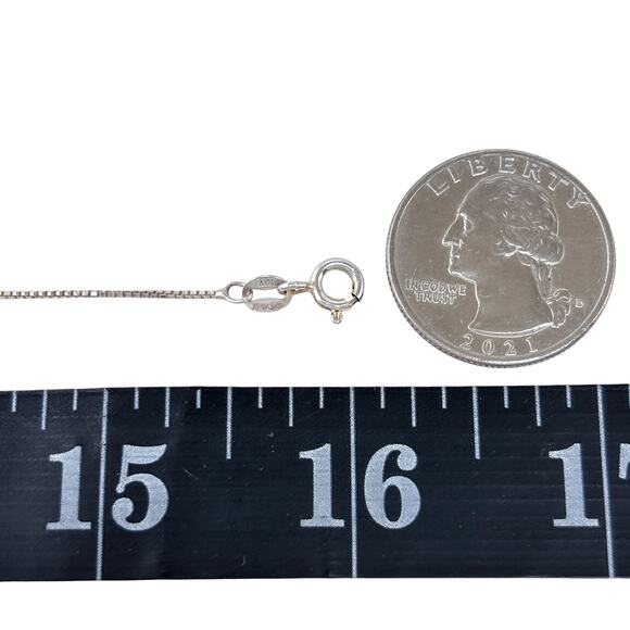 AGI Box Chain Necklace | Italian Vintage Sterling Silver 925 | 16" - Picture 3 of 4